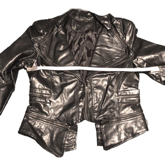 Vegan Leather Fitted Moto jacket. - Picture 10 of 14